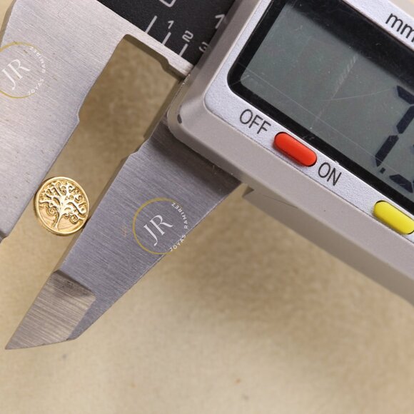 14K Yellow Gold Tree of Life Stud Earrings · Meaningful Gift for Mom. - Picture 7 of 8